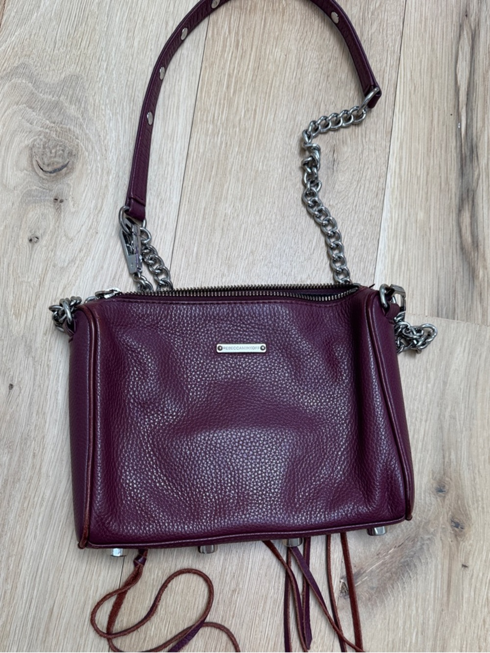 Rebecca Minkoff Pebbled Leather Crossbody Bag - Burgundy